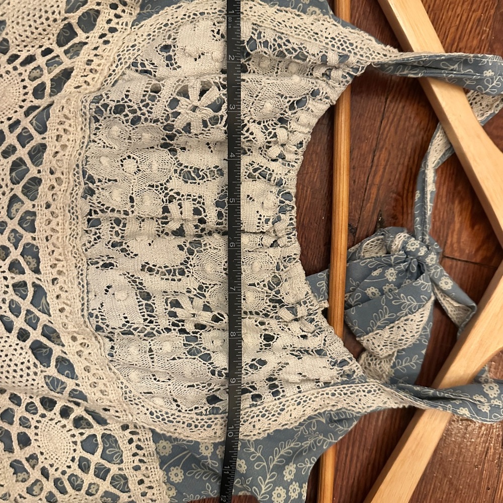 Vintage Gunne Sax Blue and White Lace Halter Dress - Picture 7 of 9
